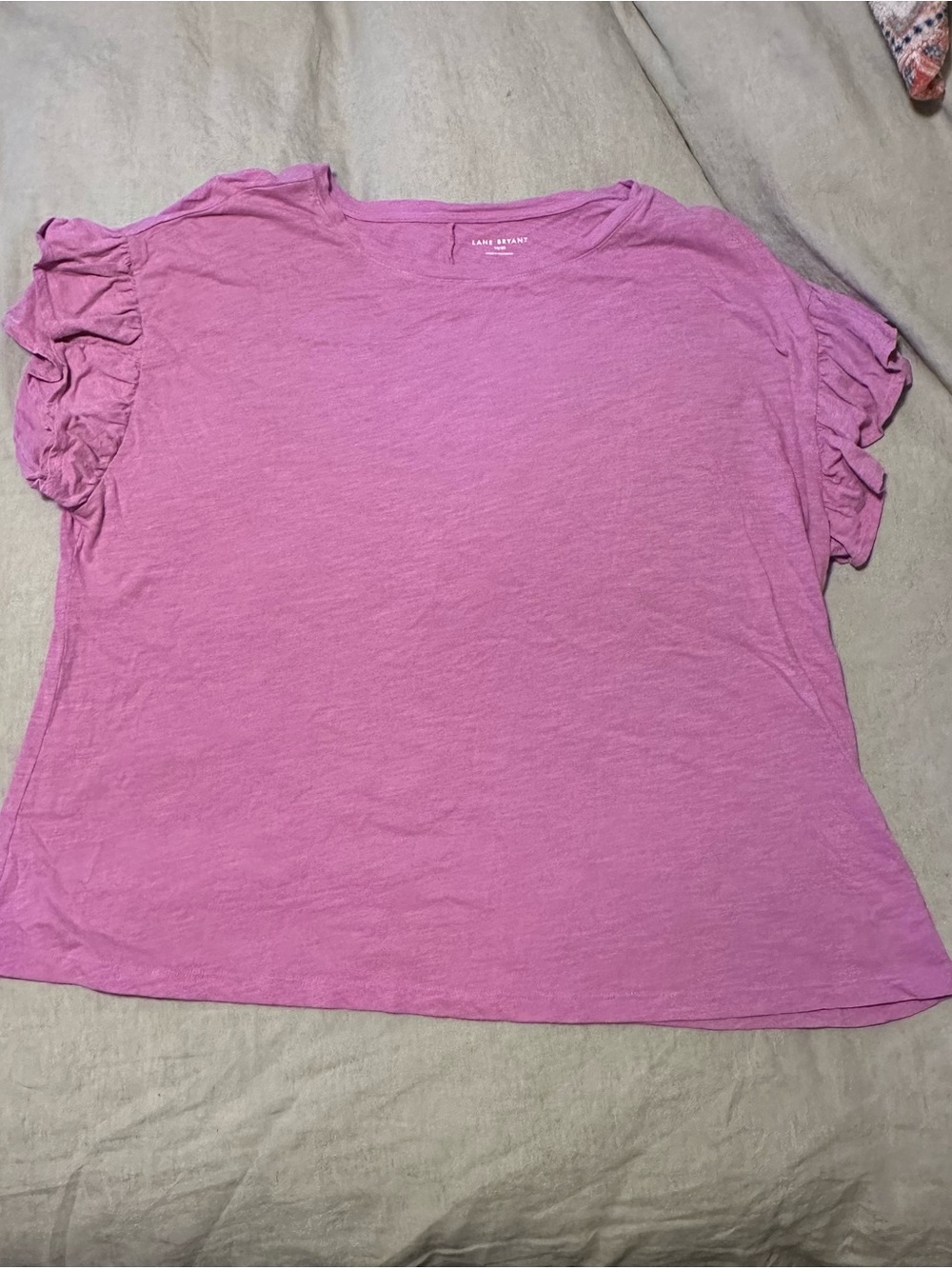 Lane Bryant Lavender-Pink Ruffle Sleeve Short Sleeve Tee